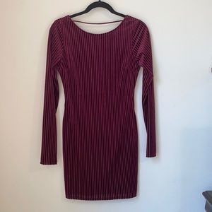 Purple velvet striped dress